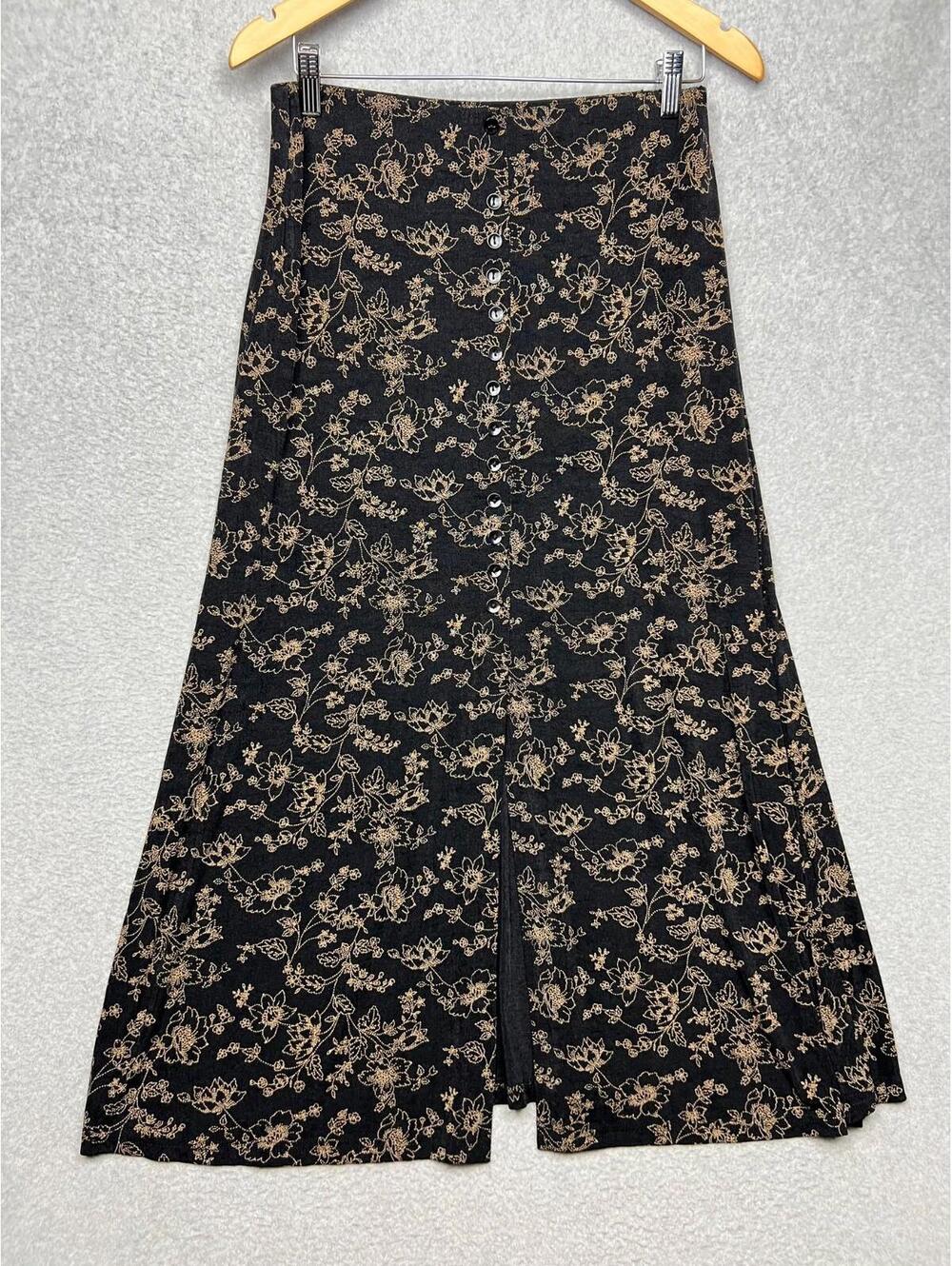 JM Collection Stretchy Midi Pull On Skirt Boho Petite M Boho Whimsygoth Feminine